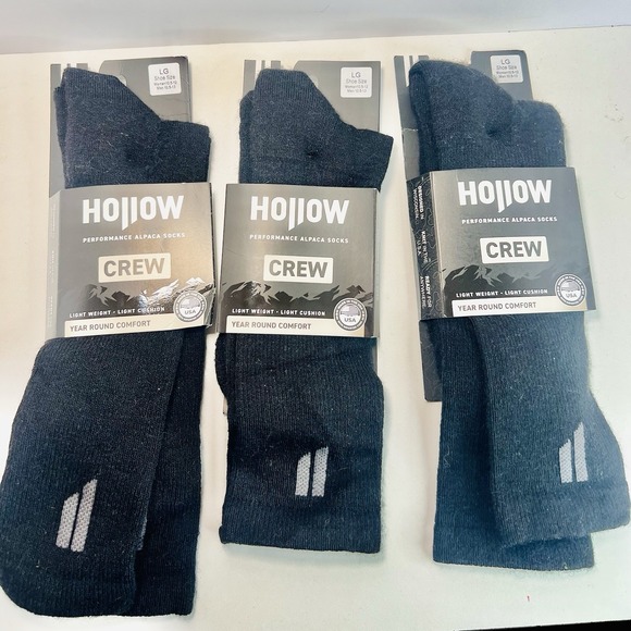 Holloway Other - Lot of 3 Hollow Alpaca Crew Socks - Black Large - Men 10.5-13 Women 10.5-12